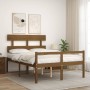 Letto per Anziani con Testiera Miele 140x200 cm Legno Massello