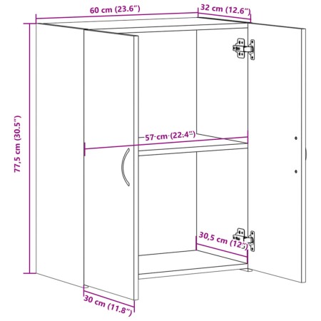 Schedario Grigio Sonoma 60x32x77,5 cm in Legno Multistrato