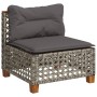 Set Divani da Giardino 4 pz con Cuscini in Polyrattan Grigio