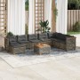 Set Divano da Giardino 9 pz con Cuscini Grigio in Polyrattan