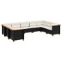 Set Divani da Giardino 9 pz con Cuscini Nero in Polyrattan