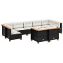 Set Divani da Giardino 9 pz con Cuscini Nero in Polyrattan