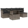 Set Divano da Giardino 6 pz con Cuscini Grigio in Polyrattan