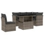 Set Divano da Giardino 6 pz con Cuscini Grigio in Polyrattan