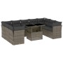 Set Divano da Giardino 10 pz con Cuscini Grigio in Polyrattan