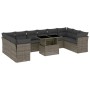 Set Divani da Giardino 11 pz con Cuscini in Polyrattan Grigio