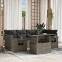 Set Divani da Giardino 7 pz con Cuscini Grigio in Polyrattan