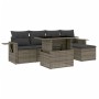 Set Divano da Giardino 6 pz con Cuscini Grigio in Polyrattan