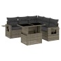 Set Divano da Giardino 6 pz con Cuscini Grigio in Polyrattan