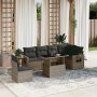 Set Divani da Giardino 7 pz con Cuscini Grigio in Polyrattan