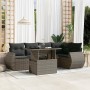 Set Divano da Giardino 6 pz con Cuscini Grigio in Polyrattan