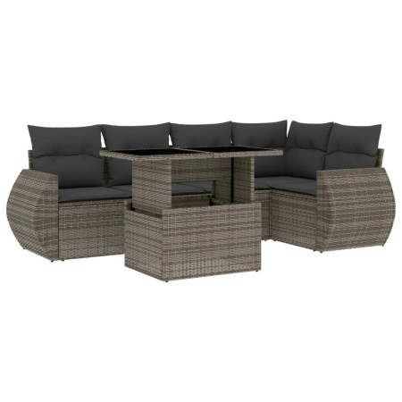 Set Divano da Giardino 6 pz con Cuscini Grigio in Polyrattan