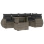 Set Divano da Giardino 6 pz con Cuscini Grigio in Polyrattan