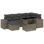 Set Divani da Giardino 7 pz con Cuscini Grigio in Polyrattan