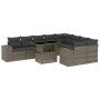 Set Divano da Giardino 10 pz con Cuscini Grigio in Polyrattan