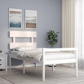 Letto per Anziani con Testiera Bianco 100x200 cm Legno Massello