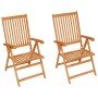 Sedie da Giardino 2 pz con Cuscini Beige Massello di Teak