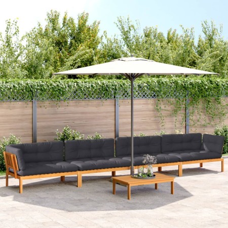 Set Divano Pallet Giardino 5pz con Cuscini Massello Acacia