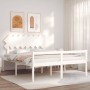 Letto per Anziani con Testiera Bianco 160x200 cm Legno Massello