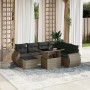 Set Divano da Giardino 8 pz con Cuscini Grigio in Polyrattan