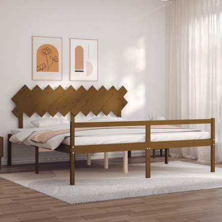 Letto per Anziani con Testiera Miele 200x200 cm Legno Massello