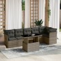 Set Divani da Giardino 7 pz con Cuscini Grigio in Polyrattan