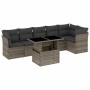 Set Divani da Giardino 7 pz con Cuscini Grigio in Polyrattan