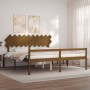 Letto per Anziani con Testiera Miele 200x200 cm Legno Massello