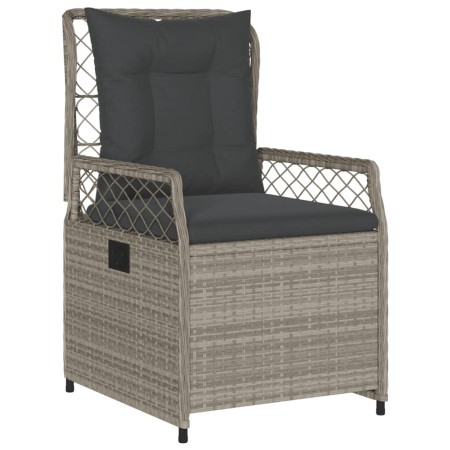 Set Pranzo da Giardino 9pz con Cuscini Grigio Chiaro Polyrattan