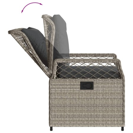 Set Pranzo da Giardino 9pz con Cuscini Grigio Chiaro Polyrattan