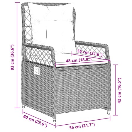 Set Pranzo da Giardino 9pz con Cuscini Grigio Chiaro Polyrattan