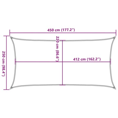 Vela Parasole Sabbia 4,5x2,5 m 100% Poliestere Oxford