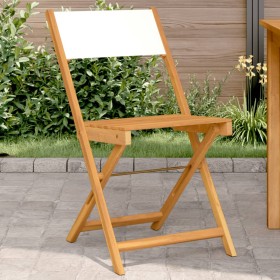 Sedie Bistrò 2pz Bianco Crema Legno Massello Acacia e Tessuto