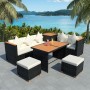 Set Divani da Giardino 7 pz con Cuscini in Polyrattan Nero