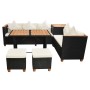 Set Divani da Giardino 7 pz con Cuscini in Polyrattan Nero