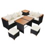 Set Divani da Giardino 7 pz con Cuscini in Polyrattan Nero