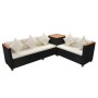 Set Divani da Giardino 7 pz con Cuscini in Polyrattan Nero