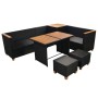 Set Divani da Giardino 7 pz con Cuscini in Polyrattan Nero