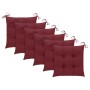 Sedie da Giardino con Cuscini Rosso Vino 6 pz Massello di Teak