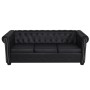 Divano Chesterfield a 3 Posti in Finta Pelle Nero
