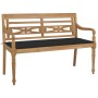 Panca Batavia con Cuscino Nero 120 cm in Massello di Teak