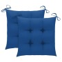 Sedie da Giardino 2 pz con Cuscini Blu in Teak Massello