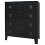 Cassettiera in Metallo in Stile Industriale 78x40x93 cm Nera