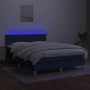 Letto a Molle con Materasso e LED Blu 140x200 cm in Tessuto