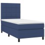 Letto a Molle con Materasso e LED Blu 90x190 cm in Tessuto