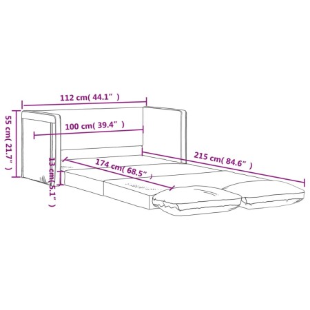 Divano Letto da Terra 2 in 1 Grigio Scuro 112x174x55 cm Tessuto