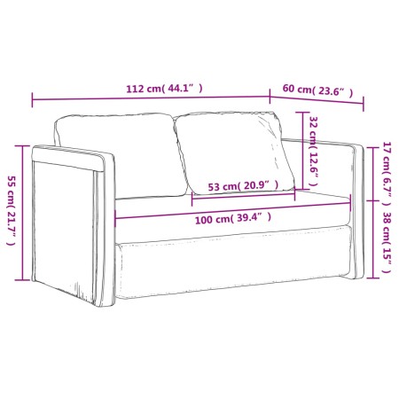 Divano Letto da Terra 2 in 1 Rosso Vino 112x174x55cm Tessuto