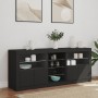 Credenza con Luci LED Nera 162x37x67 cm