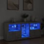 Credenza con Luci LED Grigio Cemento 162x37x67 cm