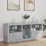 Credenza con Luci LED Grigio Cemento 162x37x67 cm